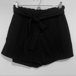 Black high waisted shorts with tie
